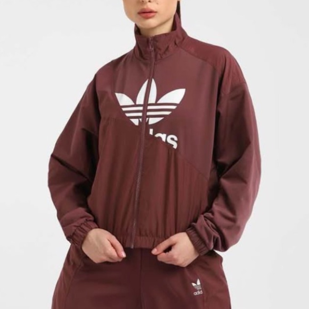 Adidas Track Jacket Full Zip Trefoil Mauve Outdoor Athletic Street Running New